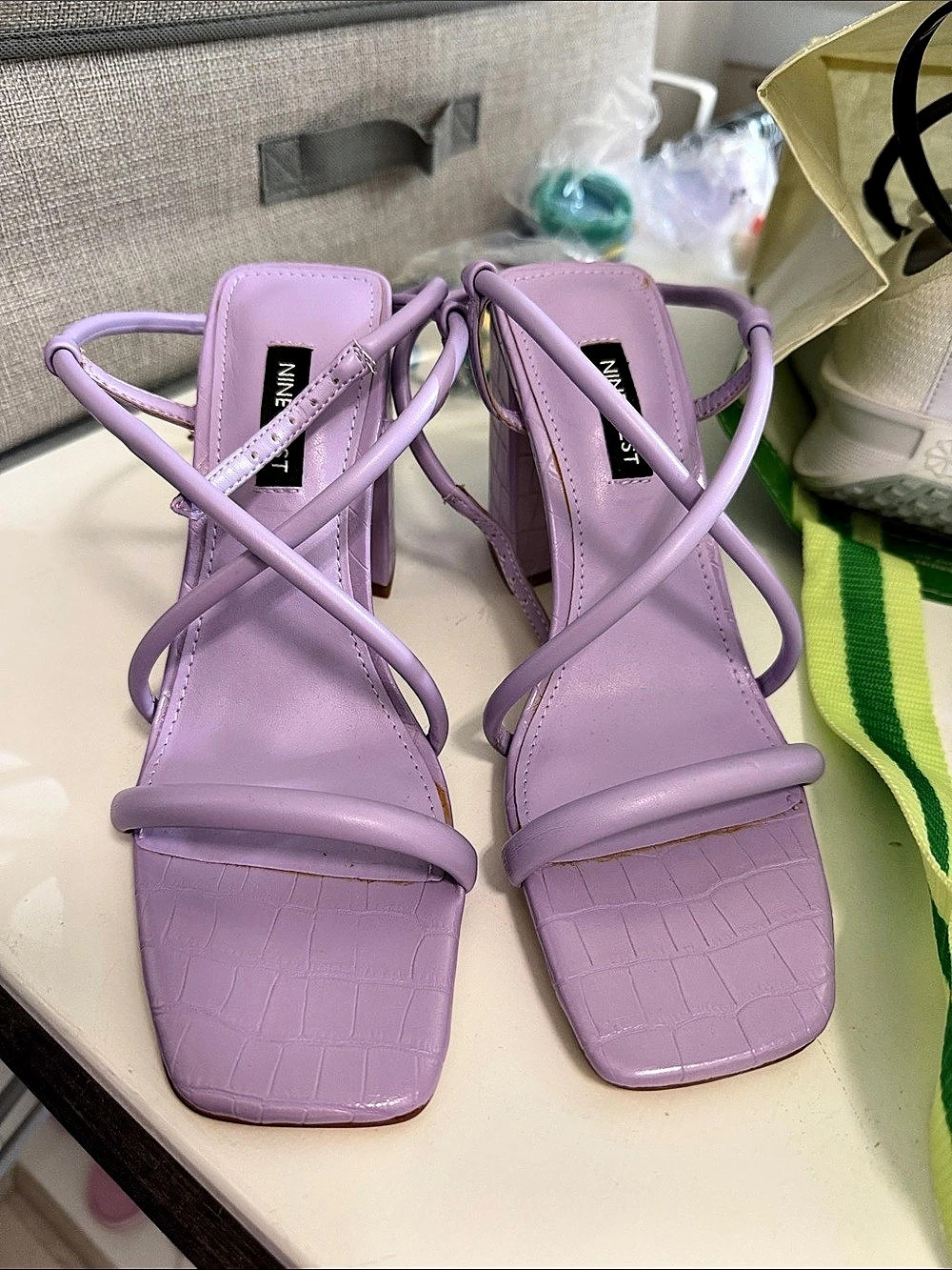 Nine West Strappy Square Toe Heels in Purple US 6M